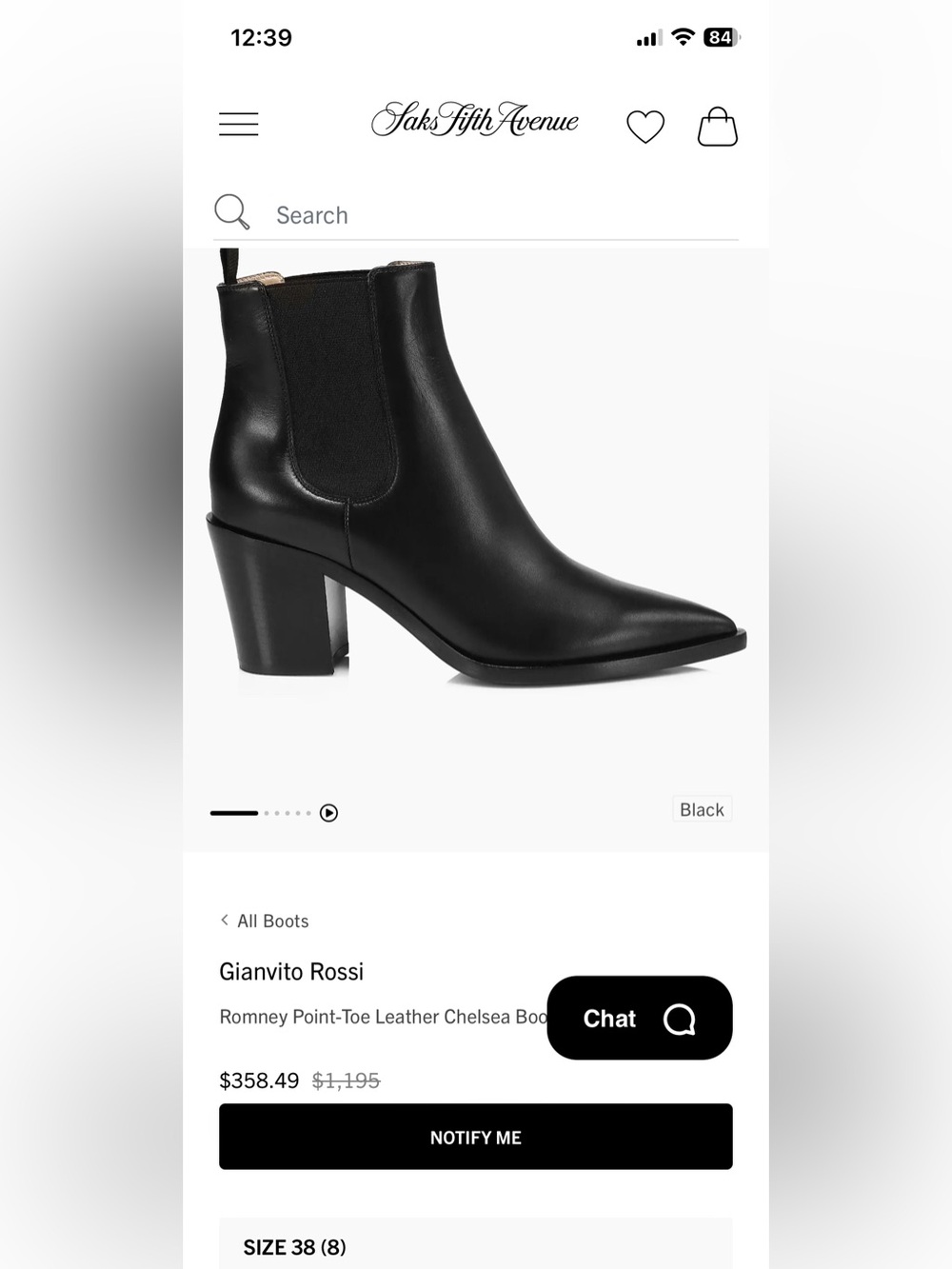 Gianvito Rossi Black Pointed Chelsea Ankle Boot